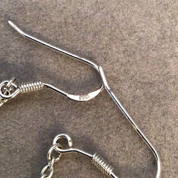 Sterling Silver Mother of Pearl Dangle Drop Earrings - Picture 4 of 5